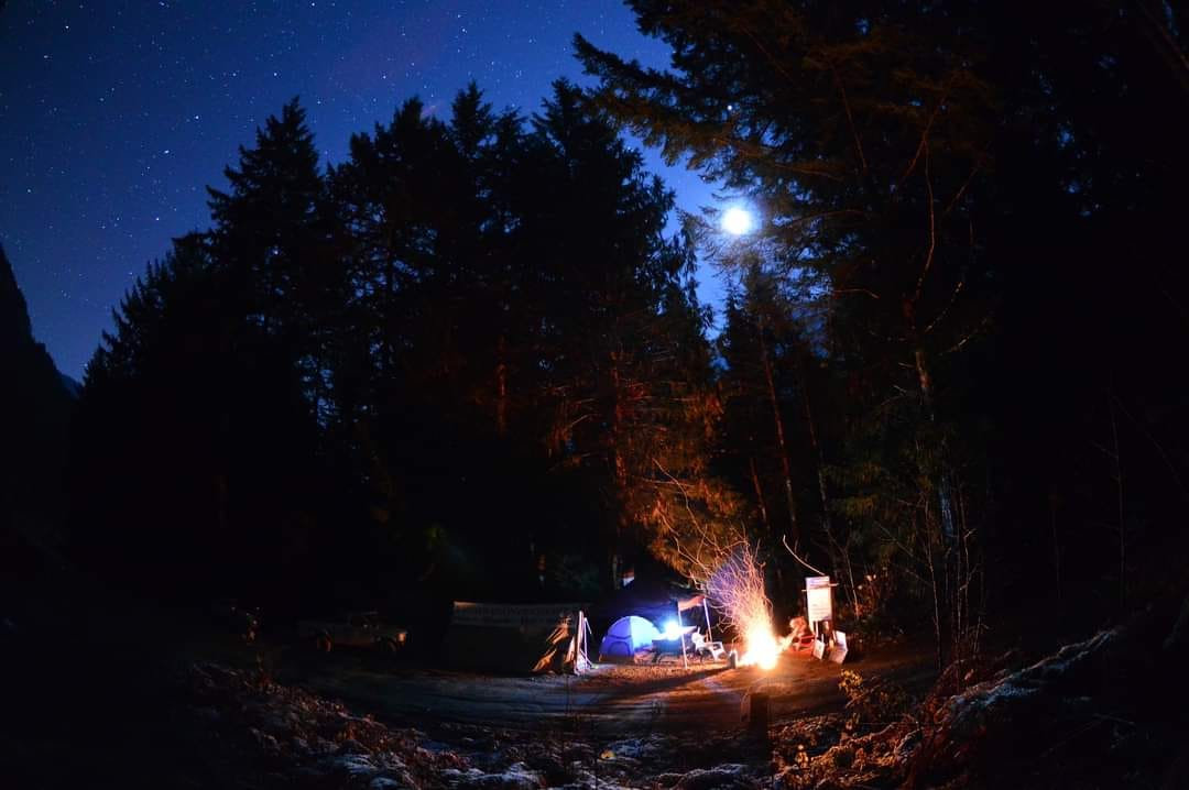 Night camp fire